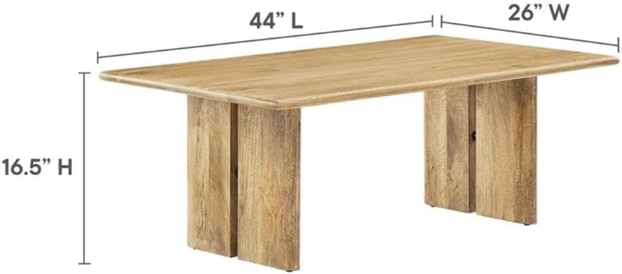 Modway Amistad 44" Rectangular Solid Wood Modern Farmhouse Coffee Table in Oak