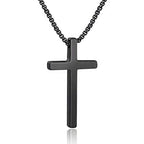 M MOOHAM Cross Necklace for Men, Silver Black Gold Stainless Steel Plain Cross Pendant Necklace for Men Box Chain 16-30 Inch