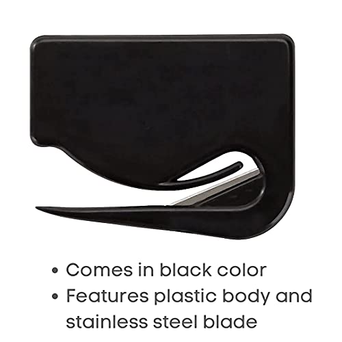 1InTheOffice Letter Opener, Envelope Opener Slitter Concealed Blade, Black 4 Pack