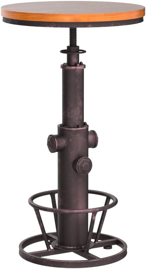 Industrial Bar Table Swivel Round Wooden Top Height Adjustable 38.6-44.4inch Vintage Kitchen Dining Chair Coffee Table Hydrant Design Bistro Table