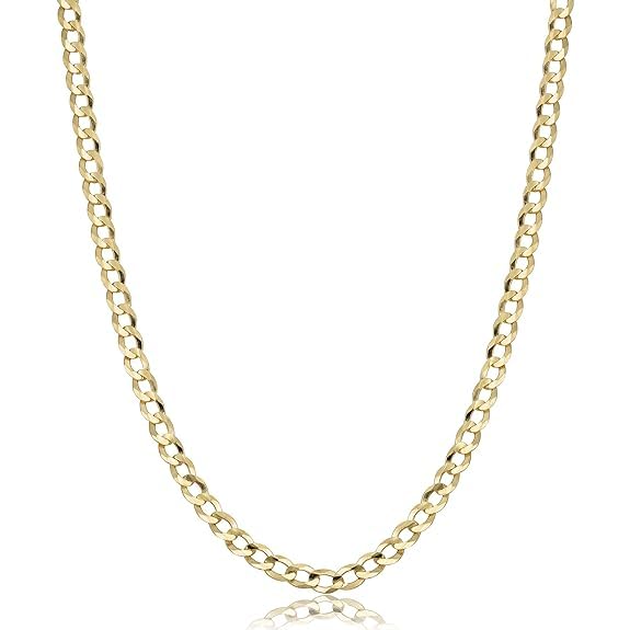 SHOP WGS 10K Massivt Gult Guld 24" 2,0MM Curb Kæde Halskæde til Mænd & Kvinder med Hummerlås Italiensk 10K Ægte Guld Smykker Gaver