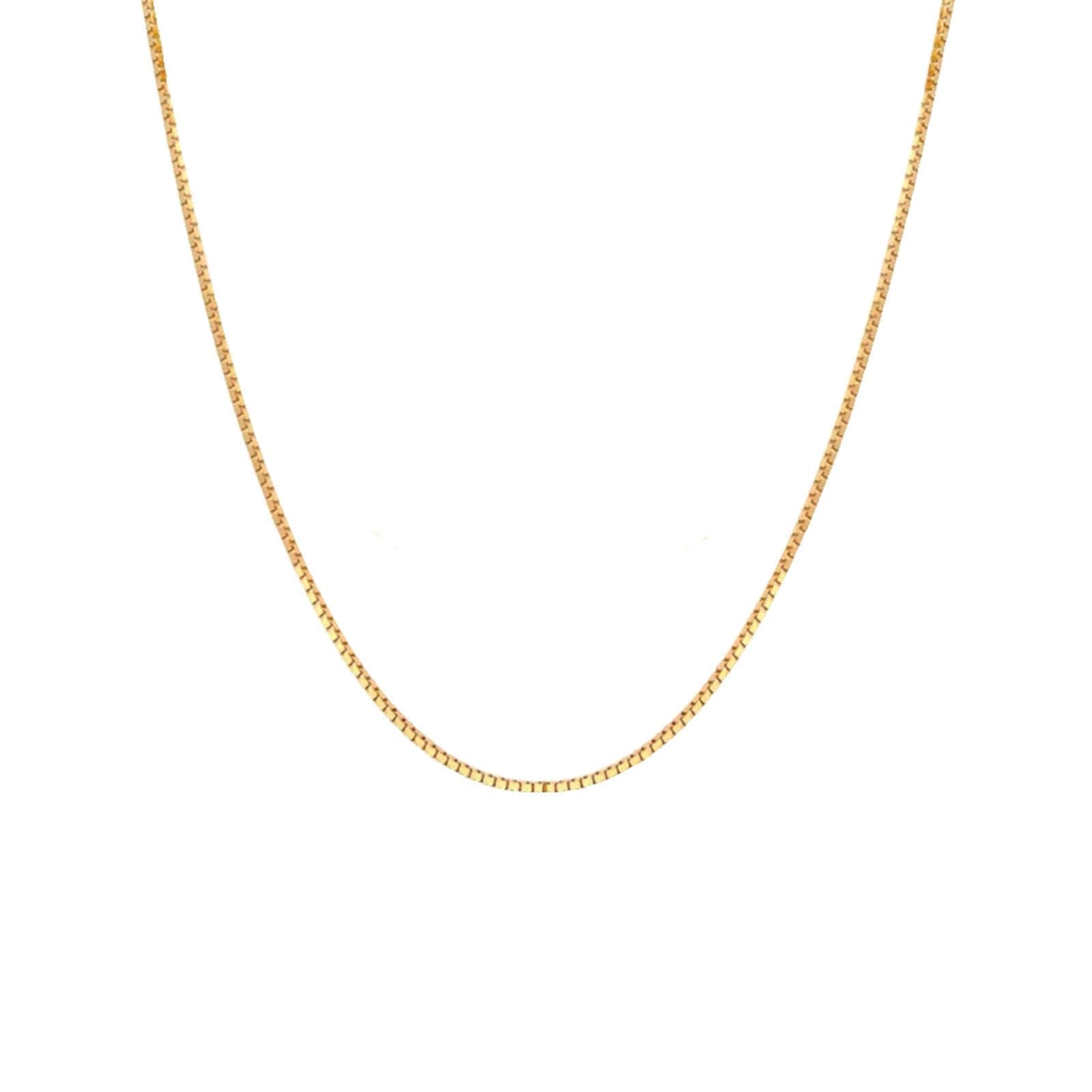 VOGREX 14K Real Solid Yellow Gold 0.7mm Box Chain Necklace with Lobster Clasp for Men and Women -16" - Grand Goldman