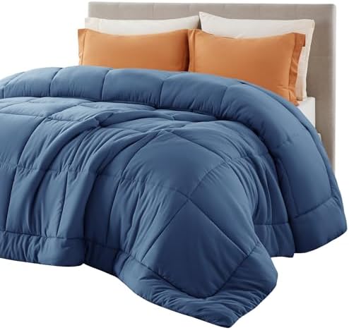 Bedsure Yastık Yatak Yorganı - Dikişli Yatak Yorganları Kraliçe Boy, Tüm Mevsim Yatak Yorganı, Kırışıklık Alternatifi Yatak Yorganı ile Kancalar (Beyaz, Kraliçe 88"x88")