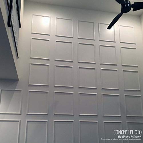 Ekena Millwork PNL20X24AS-02-CASE-4 Ashford Molded Scalloped Wainscot Wall Panel, 20"W x 24"H x 1/2"P, Factory Primed White, 4 Count