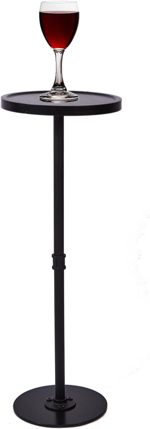 Tall Side Table, Small Round Side Tables, Drink Stand Pedestal Side Table, Accent Martini Coffee Tables, Corner Sofa Bedside End Table for Small Space, Living Room, Bedroom, Black