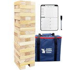 JacJoe オールプロジャイアントタンブルタワーゲーム、子供と大人のための屋外ゲーム、木製ブロックタワーヤードゲーム（大-1.87FT）