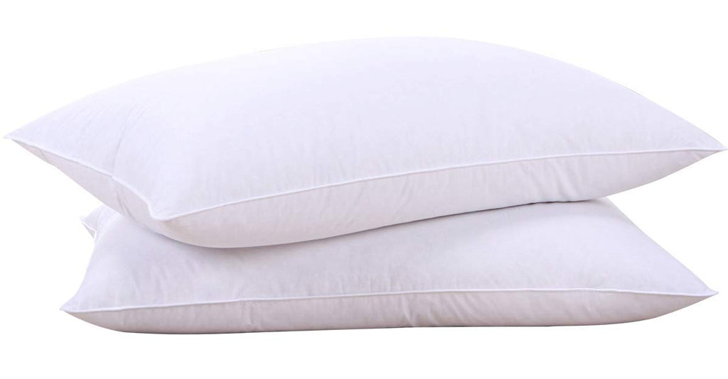 puredown® Goose Feathers and Down White Pillows with 100% Cotton Cover, Bed Sleeping Hotel Collection Pillows Set of 2, Standard Size