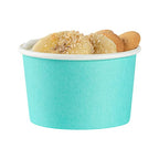 Restaurantware Coppetta 3-Unzen-Dessertbecher, 50 Einweg-Eisbecher - Deckel separat erhältlich, stabile, türkisfarbene Papier-FroYo-Schalen, gestreift, für heiße und kalte Speisen, perfekt für Gelato