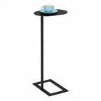 Stable C Table End Table, 23.4" Tall C Shaped Side Table That Slides Under Sofa, Slim Under Couch Table, Modern Industrial Coffee Tray Table for Living Room Bedroom (Small Black)