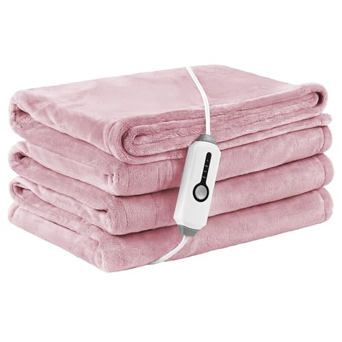 Electric Heated Blanket 72" x 84" Full Size Flannel Fabric with 4 Heating Levels & 10 Hours Auto Shut Off, Breathable Warm and Washable for Soft and Bed - Light Grey