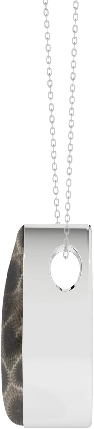 Natural Petoskey Slider Pendant Necklace for Women in Sterling Silver, Gemstone Jewelry Gifts for Her Birthday, Anniversary, Christmas, Graduation