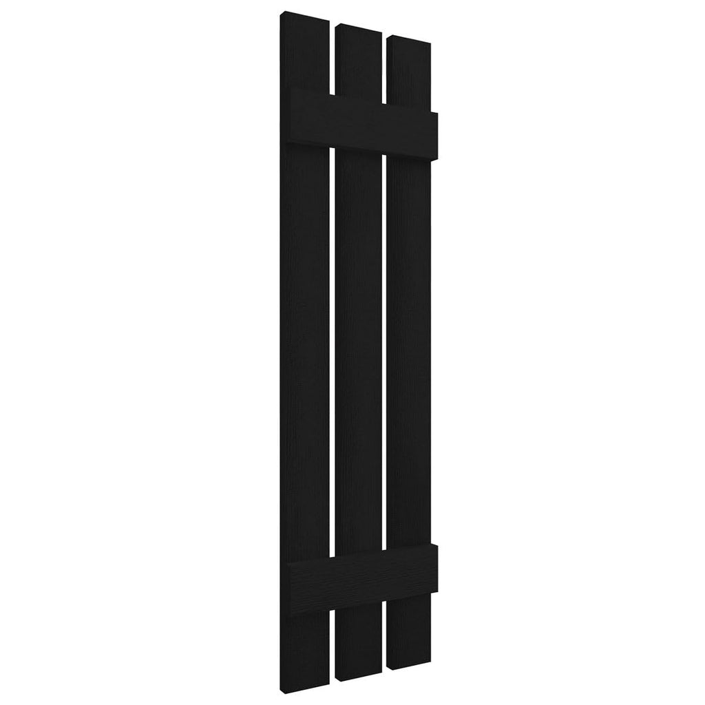 Ekena Millwork LS3C12X03200BL Lifetime Vinyl, TailorMade Three Spaced, Board-n-Batten, w Loks Shutters (Per Pair), 32-in. H, Black
