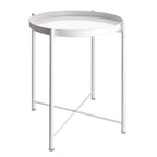 EKNITEY 2 Tier End Table - Metal Side Table Waterproof Small Sofa Coffee Side Tables Bedroom Indoor Outdoor with Removable Tray for Living Room Bedroom Balcony and Office (Black)