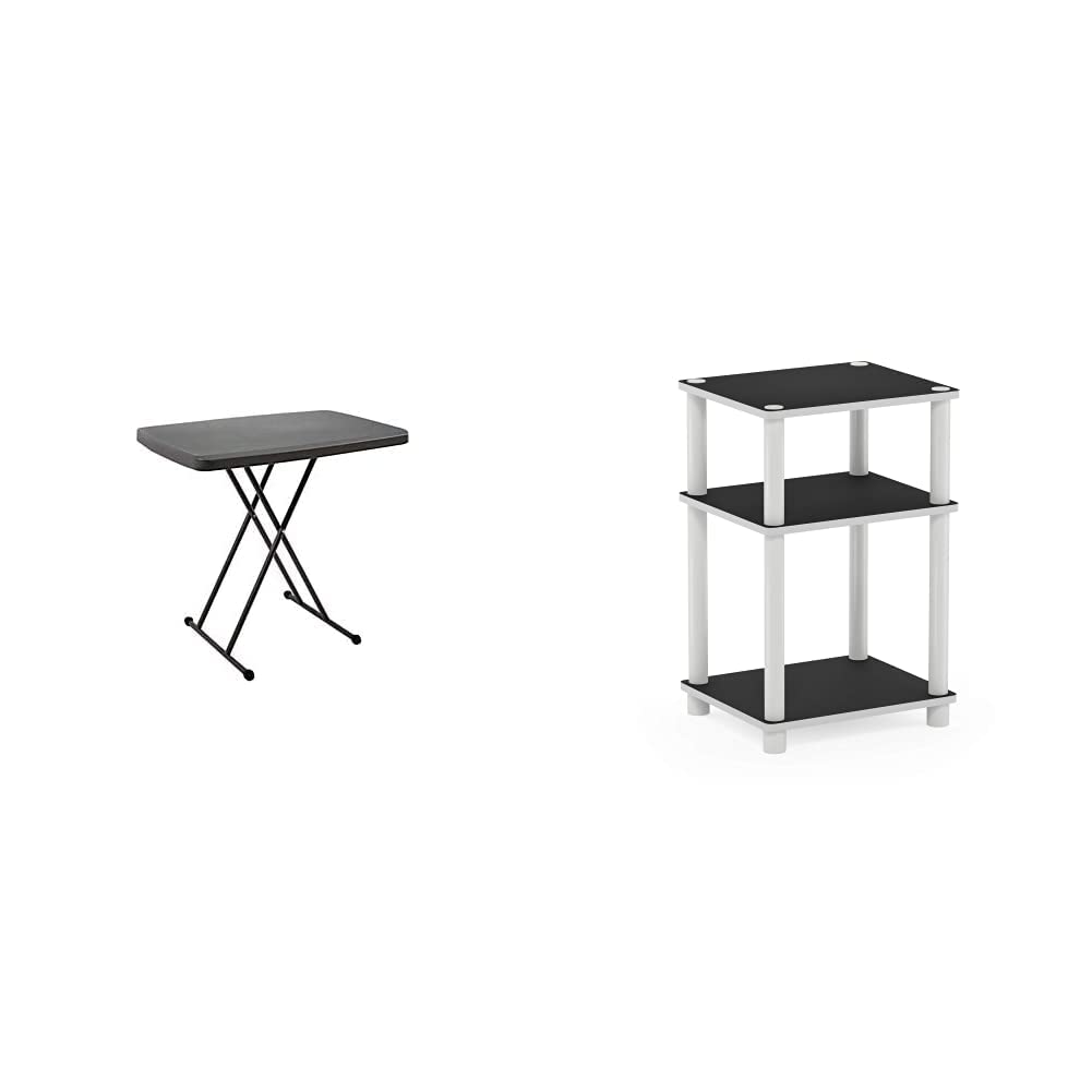 Iceberg Small Camping Personal Folding Table, Heavy Duty Utility Table, Adjustable Height, Charcoal, 19.5” L x 30” W x 28" H