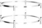 Tempered Glass Round Coffee Table, 32.3" Modern Acrylic Legs Circle Coffee Table for Living Room
