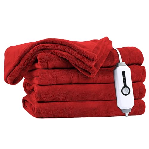 DUODUO Heated Electric Blanket 72"x84" Full Size Warm Coral Fleece with 4 Heat Settings & 10 Hours Auto Shut Off Overheating Protectsion - Grey