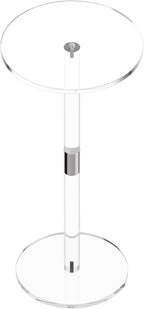 VEVOR Acrylic Drink Table, Clear End Table Round Top with Solid Post, Modern Acrylic Cake Table Stand, Transparent Side Desk for Coffee, Drink, Food, Snack, Easy Assembly, 10 x 10 x 21.3 in (Clear)