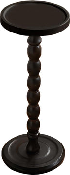 Wood Round Side Table, Small End Table, Plant Stand, Coffee ＆ Drink Table for Living Room,Patio, Bedside, Balcony, Indoor/Outdoor Use (Black)