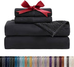 Bedsure Queen Sheet Set - Soft, Breathable and Durable Embossed Design Bed Sheets(Grey), 4 Pieces Hotel Luxury Queen Sheets, Easy Care Polyester Microfiber Cooling Bed Sheet Set for Queen Size Bed