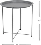 Home Basics , Matte Grey Foldable Round Multi-Purpose Metal Side Accent, Coffee, End Table for Bedroom, Living Room
