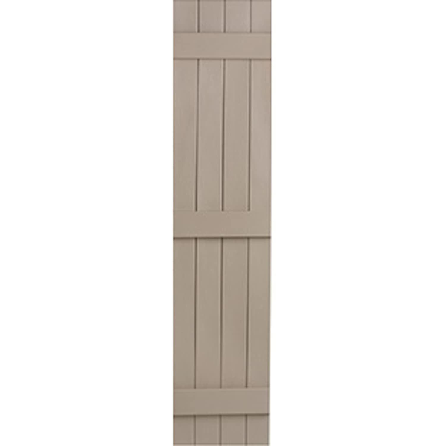 Polaris Homeside 4 Board and Batten Joined Vinyl Shutters (1 Pair) 14-1/2in. x 35in. - 410 Gray