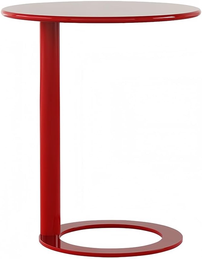 Modern C-Shaped Round Side Table for Living Room, Bedroom, and Office – Metal Coffee, and Bedside Table(Red,18.9 * 18.9 * 27.2in)