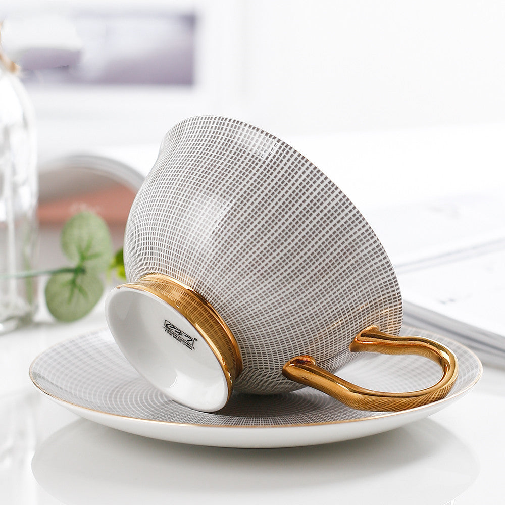 Gold Painted Creative Bone China Coffee Cup Set
