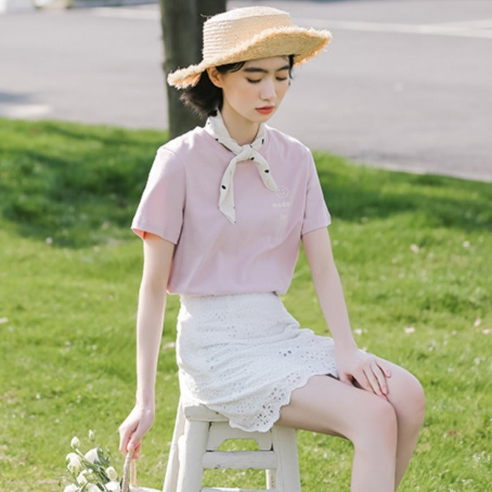 Lace sweetheart white skirt