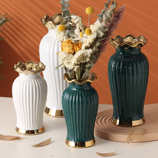 Ceramic Vase Anchor Gold Lotus Leaf