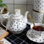 English afternoon tea set bone china polka dot handmade gold teapot