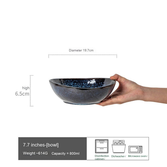 Japanese-style High-legged Powder Ceramic Noodle Bowl