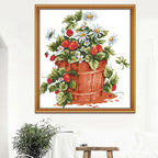 Strawberry potted cross stitch set