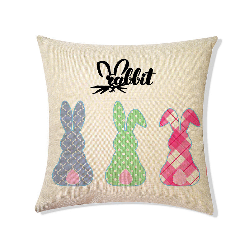 Living Room Sofa Bed Easter Linen Throw Pillowcase
