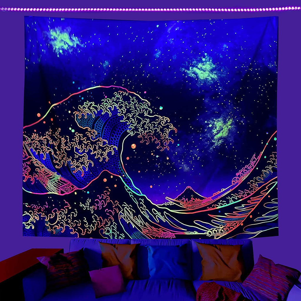 Amazon Fluorescent Tapestry Uv Blue Light Skull Flower Eyes