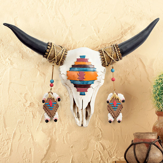 Hippie Decorated Bull Head Niu Tau B&B Pendant Hanging Wall Decoration Living Room