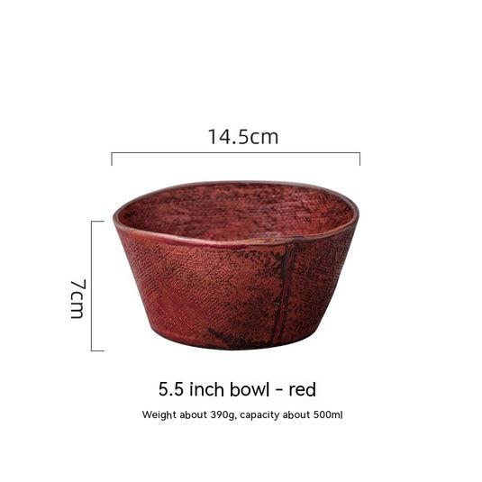 Ceramic Rice Household Soup Bowl Retro Restaurant Japanese Cooking Bowl