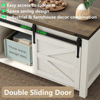 47.3'' Coffee Table with Large Hidden Storage Compartment, Lift Top Coffee Table with Sliding Barn Doors, Farmhouse & Rustic Rectangle Cocktail Table, Home, Office, Brown Top - Grand Goldman