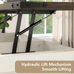 47.3'' Coffee Table with Large Hidden Storage Compartment, Lift Top Coffee Table with Sliding Barn Doors, Farmhouse & Rustic Rectangle Cocktail Table, Home, Office, Brown Top - Grand Goldman