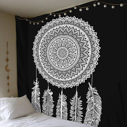 Printed home tapestry black and white with wall hanging beach towel beach blanket