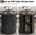 47 inch Round Dining Table for 4, Kitchen Table Dinner Table with 2-Layer Storage Shelf and Wood Slide Door for Home Dining Room Living Room (Black) - Grand Goldman