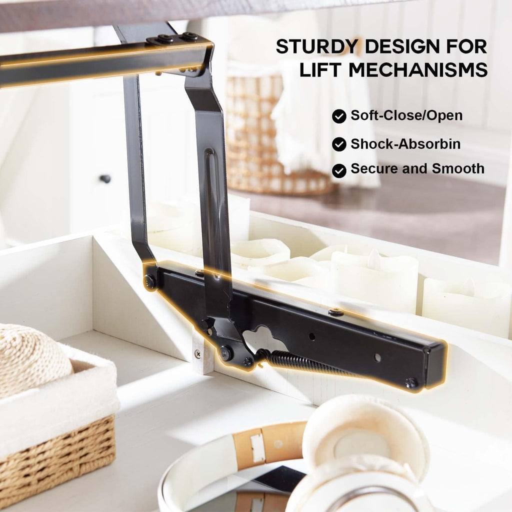 48" Lift Top Coffee Table, Farmhouse Cocktai with Sliding Groove Barn Door, Rustic Wood Center Table w/Double Storage Spaces for Living Room, White - Grand Goldman