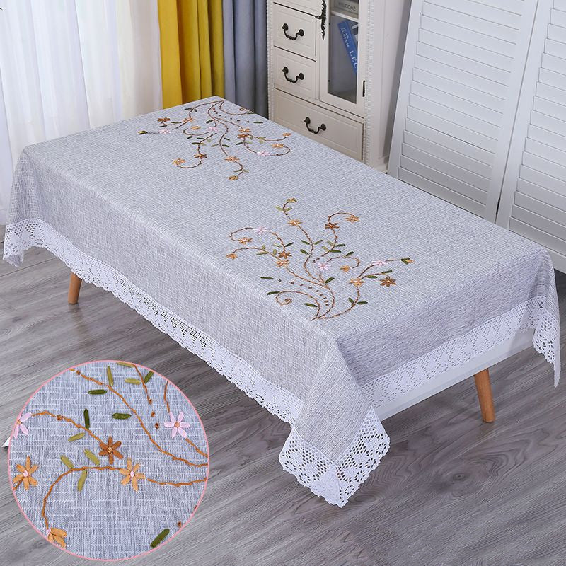 Hand Embroidered Coffee Table Rectangular Household Table Cloth