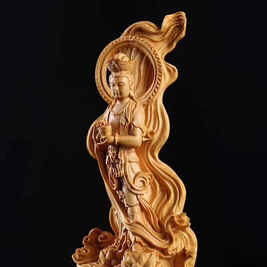 Thuja Crossing The Sea Guanyin Wood Carving Craft Gift Home Decoration