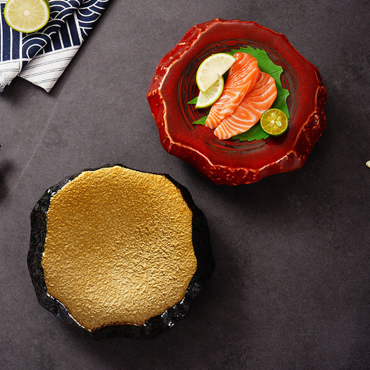 Creative Stone Pattern Ceramic Plate Cuisine Sashimi Plate