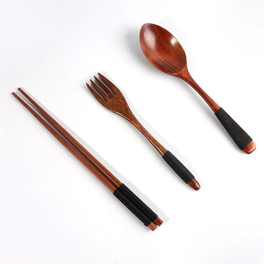 4PCS Japanese Wooden Spoon Chopsticks Tableware Set - Grand Goldman