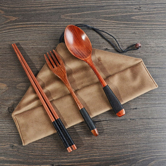 4PCS Japanese Wooden Spoon Chopsticks Tableware Set - Grand Goldman