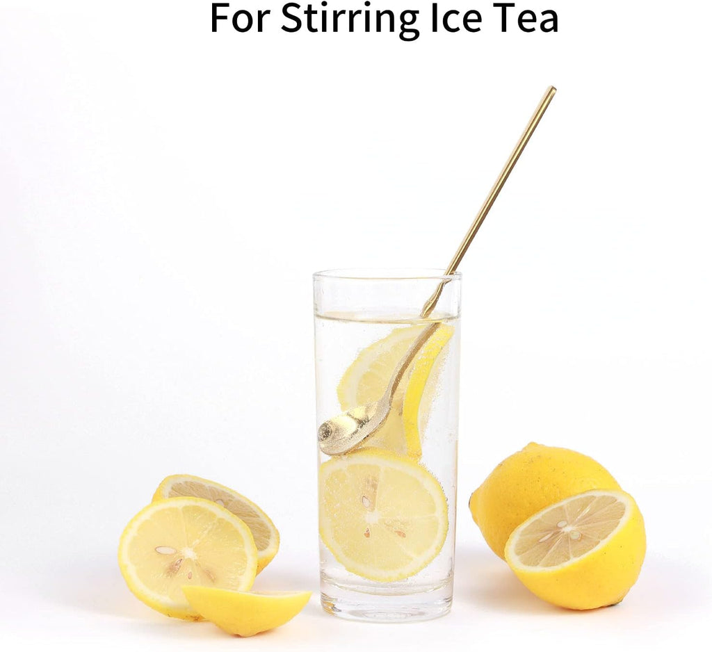 4 PCS 6.7 Inches Coffee Spoons, Stirring Spoons, Tea Spoons Long Handle, Gold Teaspoons, Gold Spoons, Ice Tea Spoons, Long Spoons for Stirring, Gold Espresso Spoons Stainless Steel - Grand Goldman