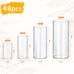 4 Pack Glass Cylinder Vases 4,6,8,10 Inch Tall Clear Flower Vase Hurricane Floating Candle Holder for Table Centerpiece Wedding Home Decor - Grand Goldman