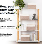 4 Pack Storage Baskets for Organizing, Woven Baskets for Shelves - Perfect for Toys, Books, Towels, and Clothes, Durable Gift Basket Bins Toy Storage, 12.7''Lx9''Wx7.8''H, Brown & White - Grand Goldman