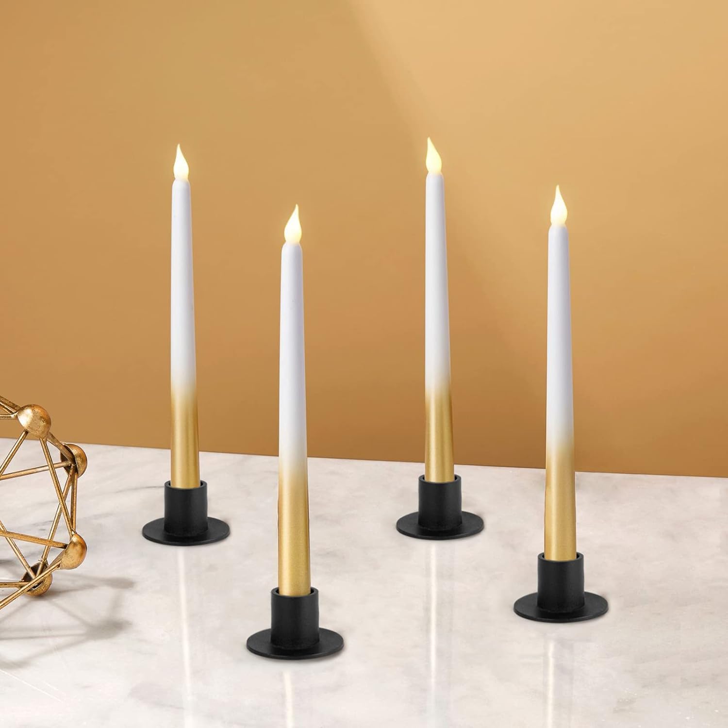 4 Pcs Black Candle Holders Retro Candlestick Holder Farmhouse Decor for Home Wedding Party Anniversary Housewarming Gifts for Women Men - Grand Goldman